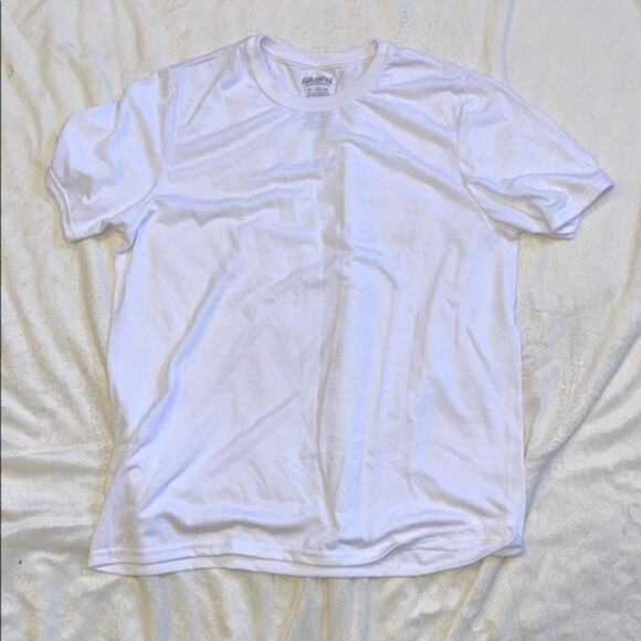 Gildan White Short Sleeve Crewneck T-Shirt | Sz L - Picture 2 of 3